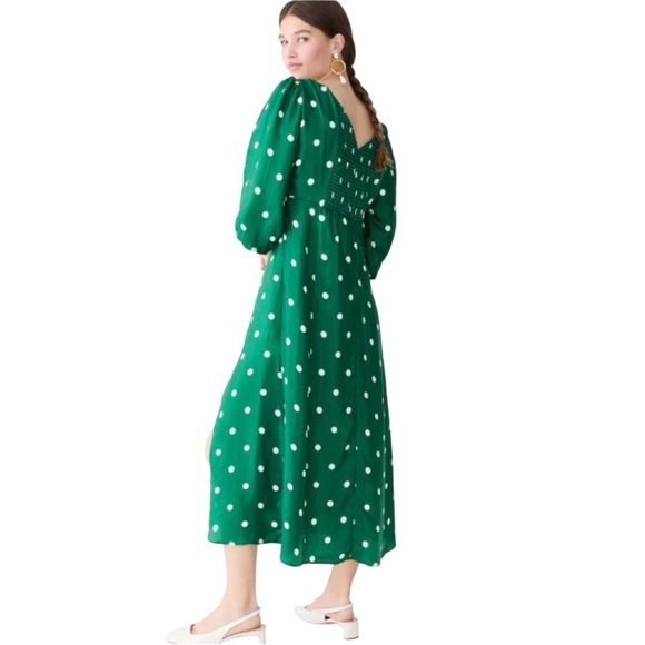 J. Crew Sweetheart Long Sleeve Midi Dress in Polka Dot - Picture 2 of 16